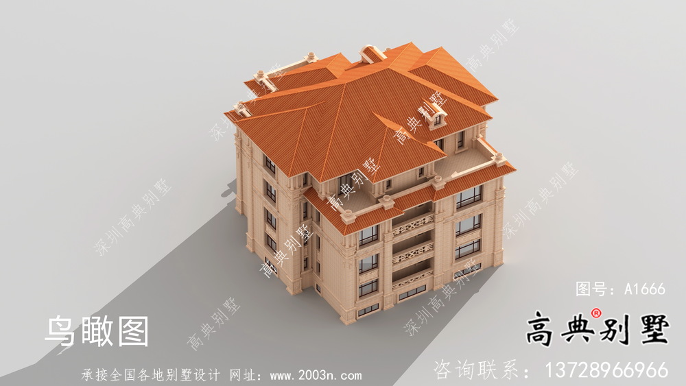 農村四層歐式自建別墅成套施工效果圖