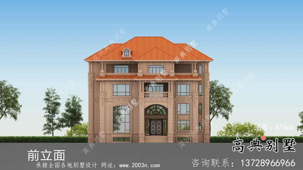 農村四層歐式自建別墅成套施工效果圖