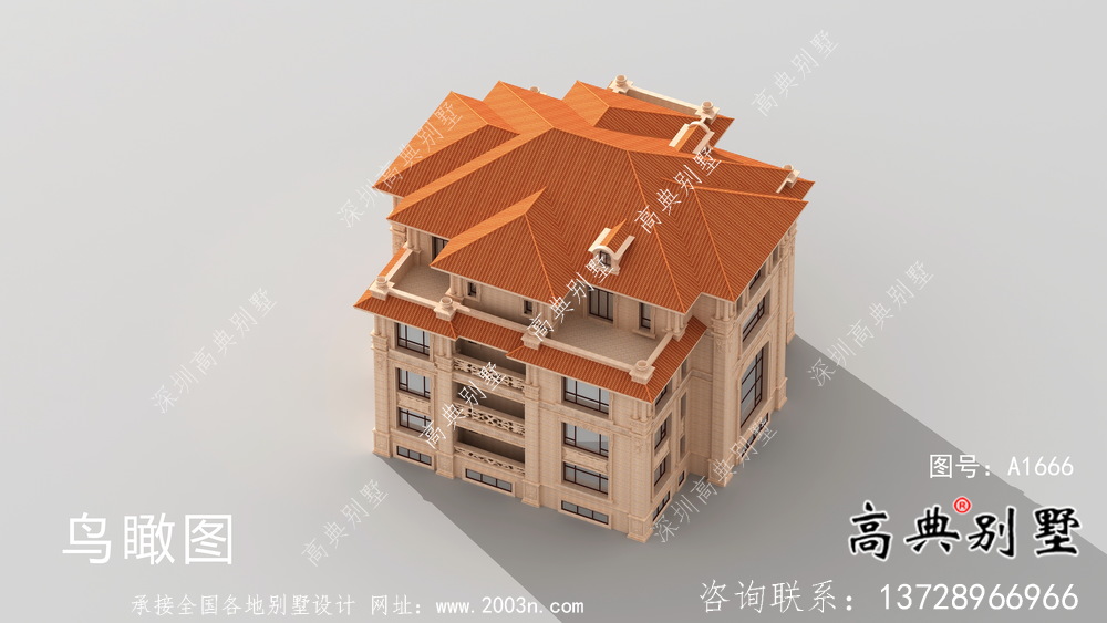 農村四層歐式自建別墅成套施工效果圖