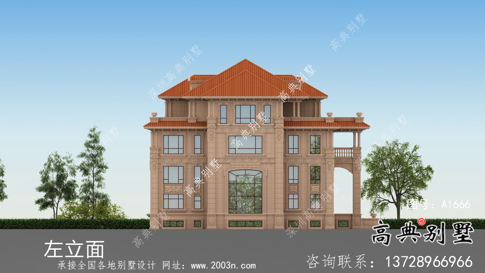 農村四層歐式自建別墅成套施工效果圖