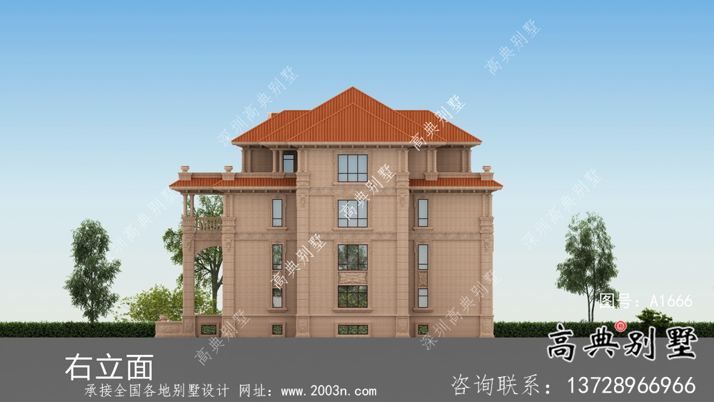 農村四層歐式自建別墅成套施工效果圖