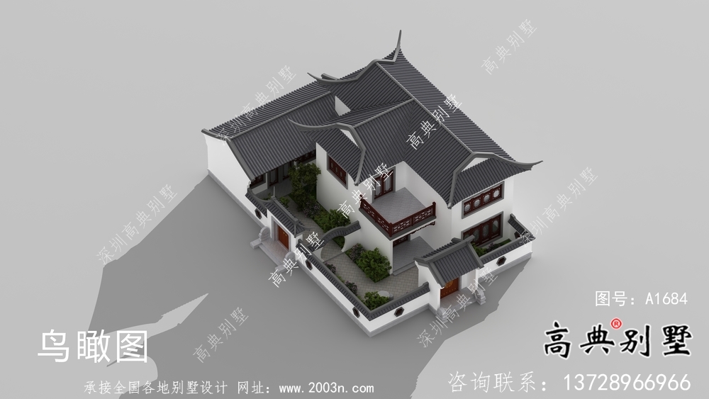 蘇式園林二層中式別墅整套設計圖紙