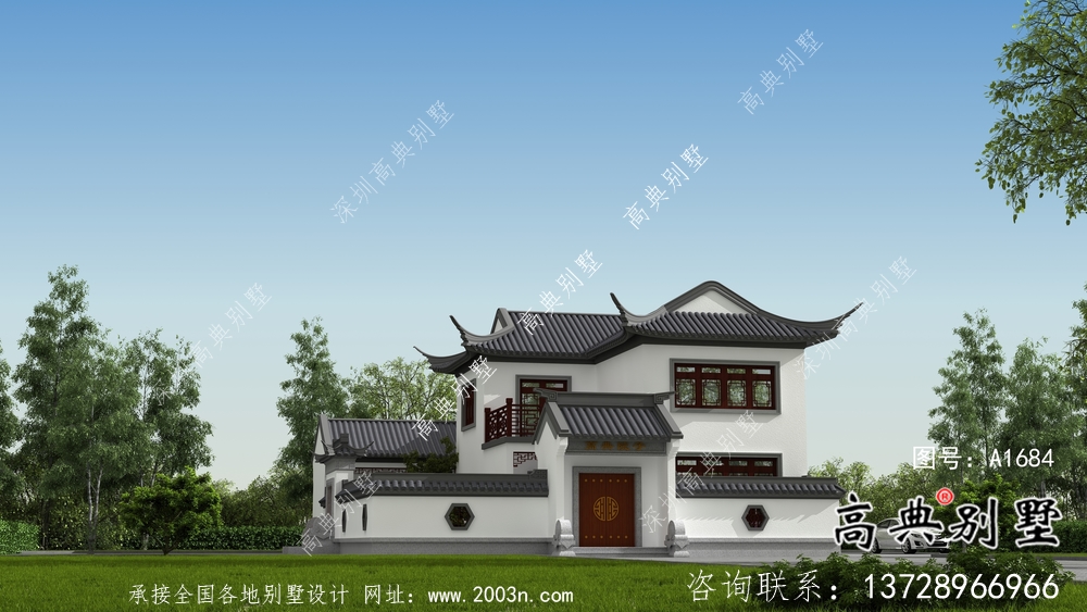 蘇式園林二層中式別墅整套設計圖紙