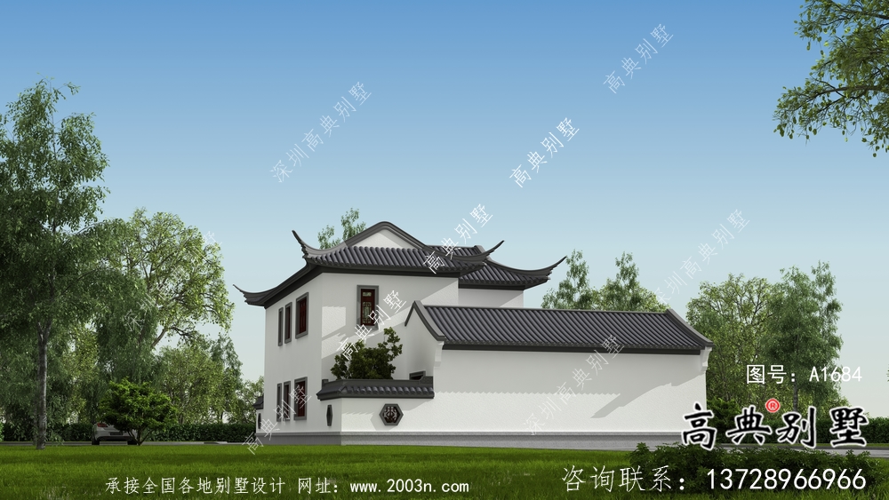 蘇式園林二層中式別墅整套設計圖紙