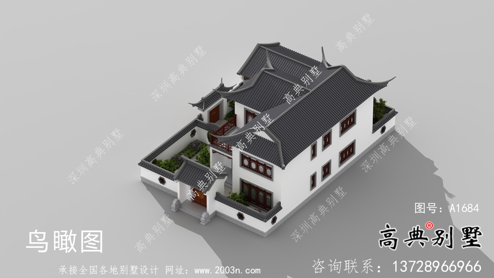 蘇式園林二層中式別墅整套設計圖紙