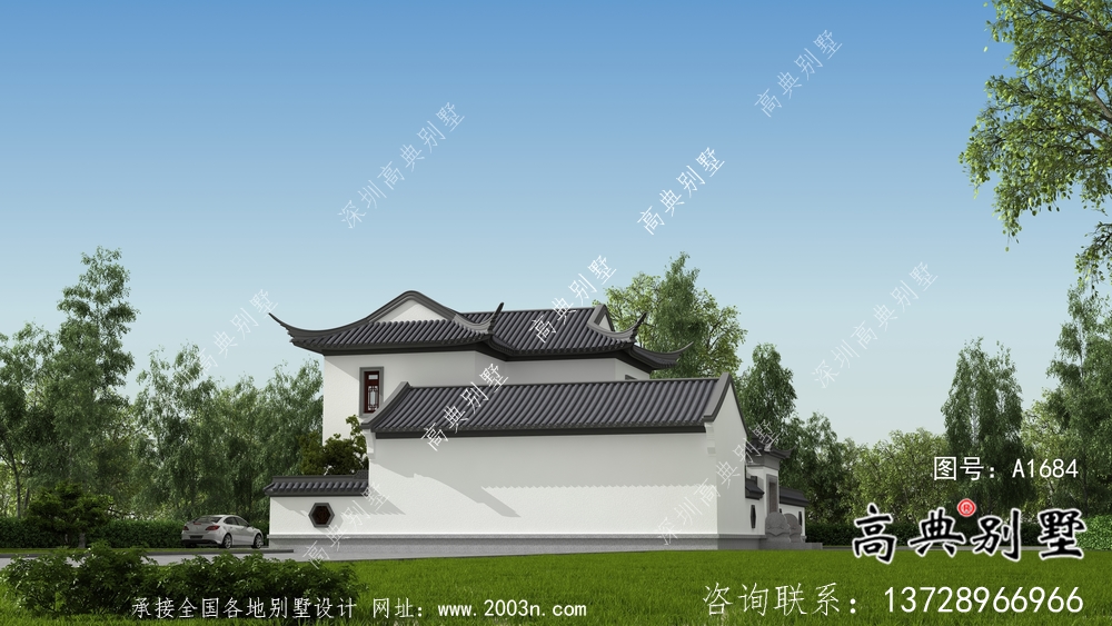 蘇式園林二層中式別墅整套設計圖紙