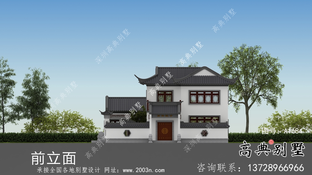 蘇式園林二層中式別墅整套設計圖紙