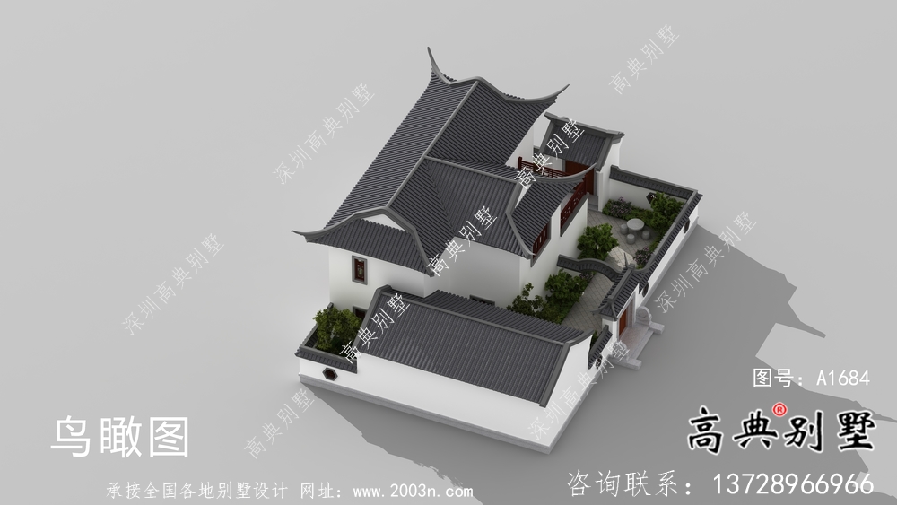 蘇式園林二層中式別墅整套設計圖紙