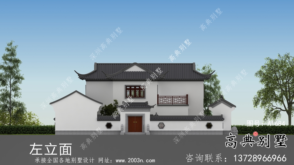 蘇式園林二層中式別墅整套設計圖紙