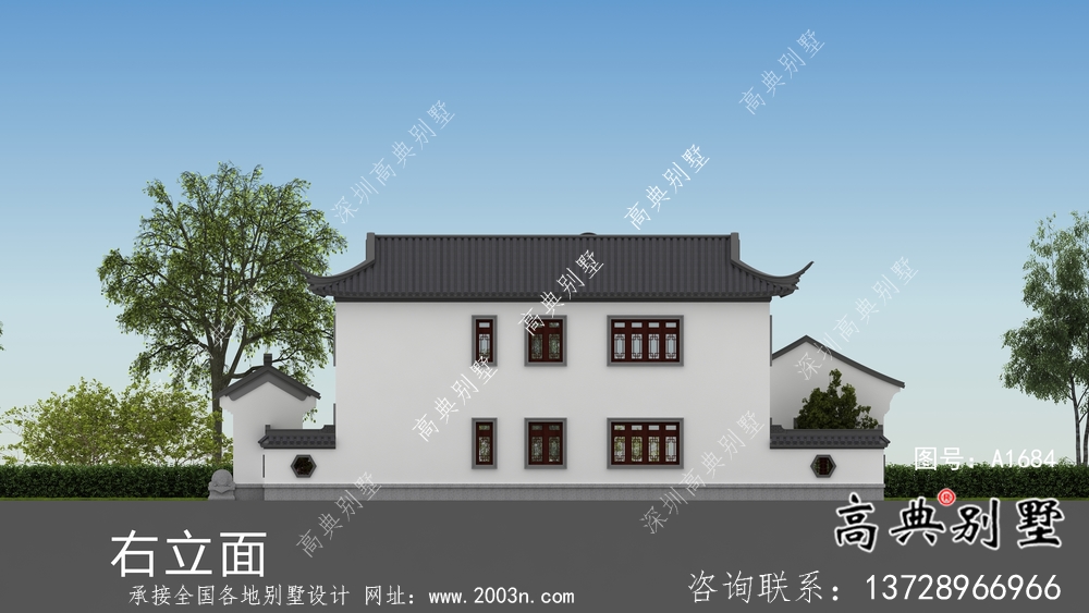 蘇式園林二層中式別墅整套設計圖紙