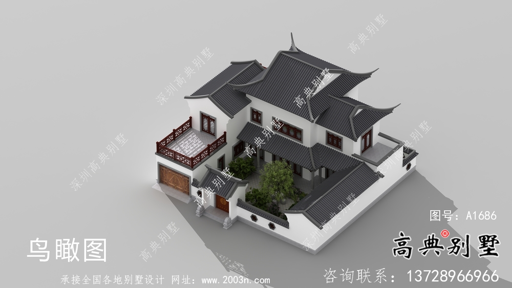 自建中式二層蘇式園林別墅設計圖紙
