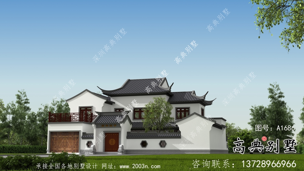 自建中式二層蘇式園林別墅設計圖紙