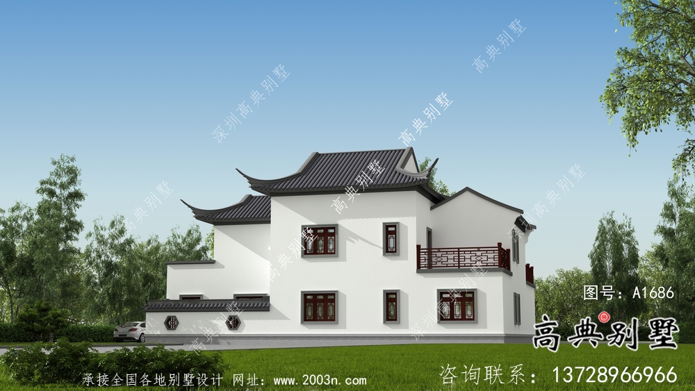 自建中式二層蘇式園林別墅設計圖紙
