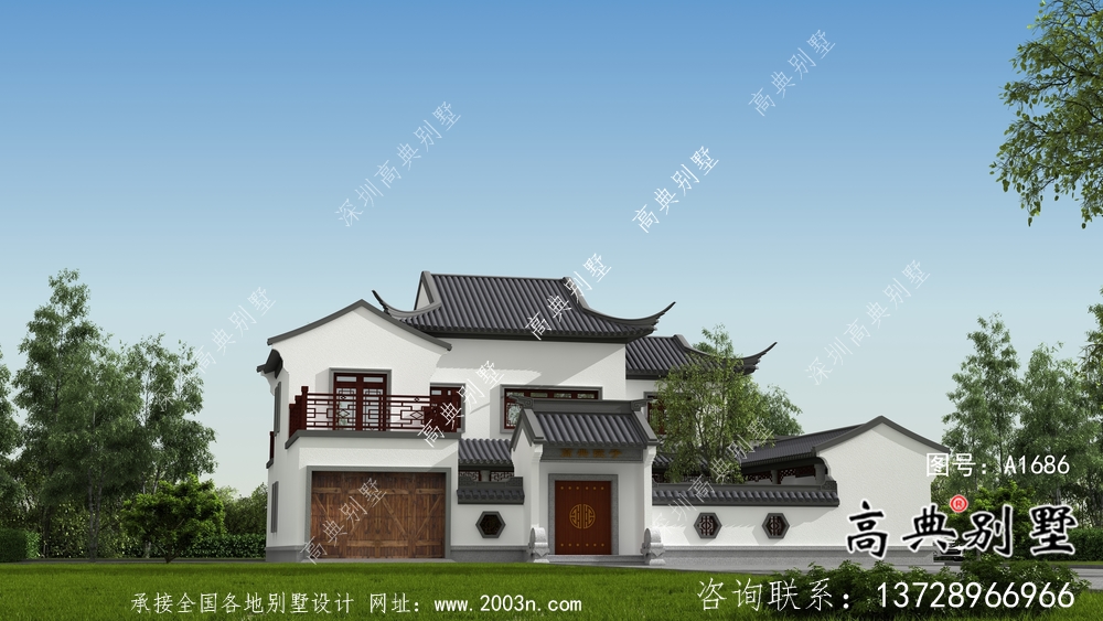 自建中式二層蘇式園林別墅設計圖紙