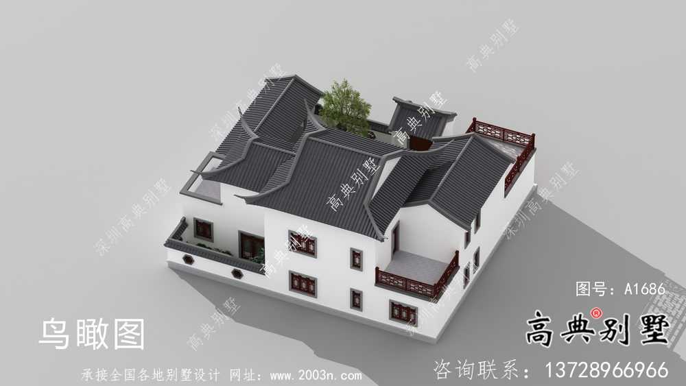 自建中式二層蘇式園林別墅設計圖紙