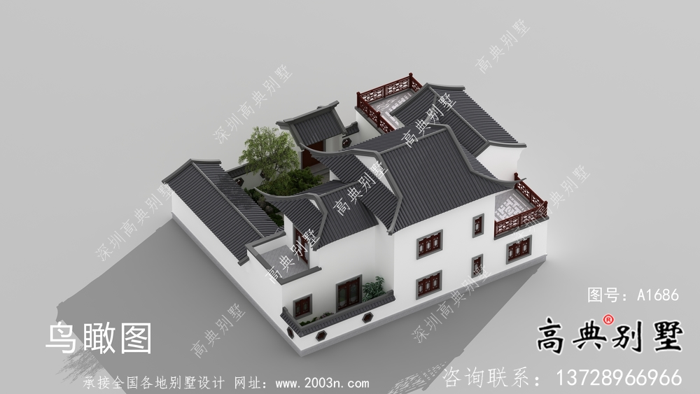 自建中式二層蘇式園林別墅設計圖紙