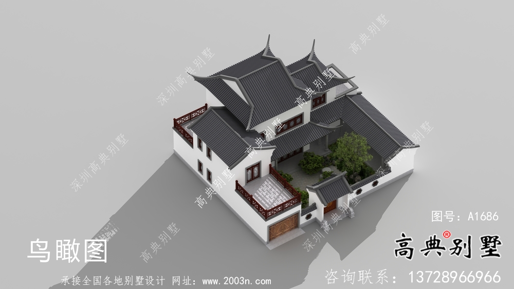 自建中式二層蘇式園林別墅設計圖紙