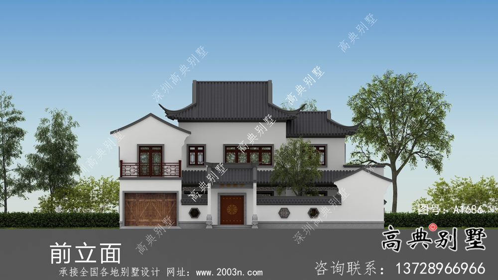 自建中式二層蘇式園林別墅設計圖紙