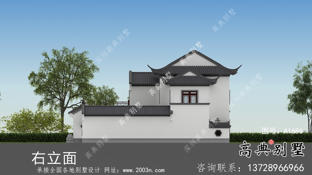 自建中式二層蘇式園林別墅設計圖紙