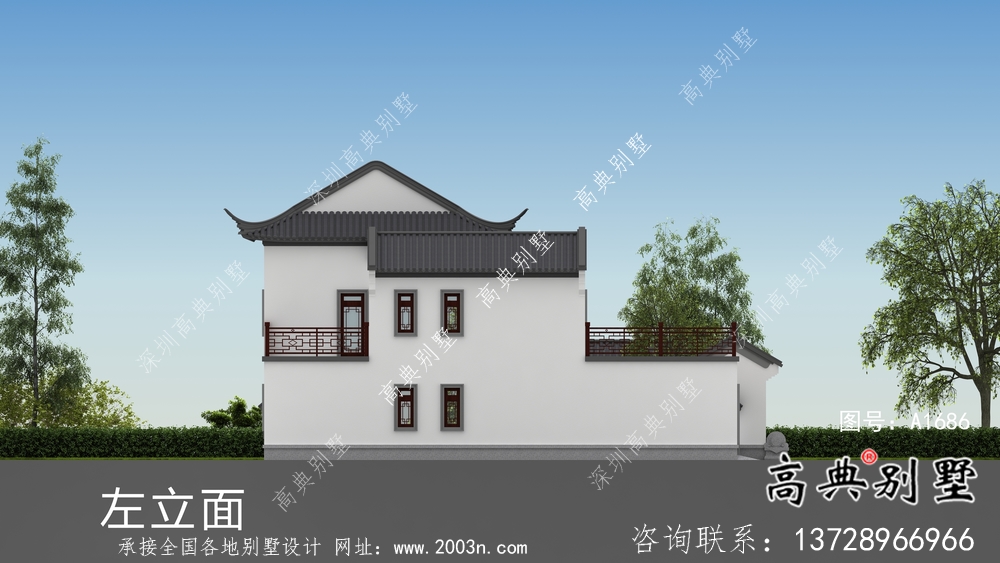 自建中式二層蘇式園林別墅設計圖紙