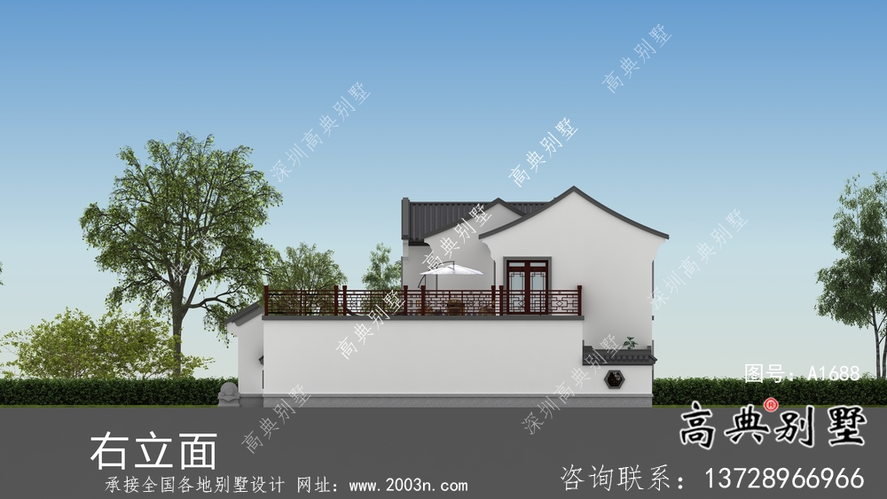農村新中式二層庭院別墅設計圖紙及效果圖