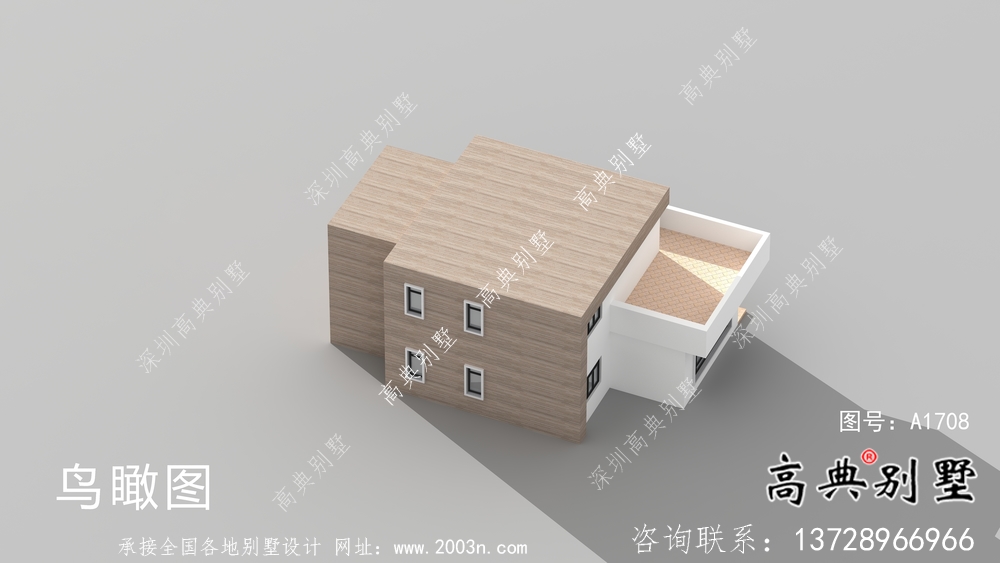 現代二層自建平屋頂別墅設計圖紙