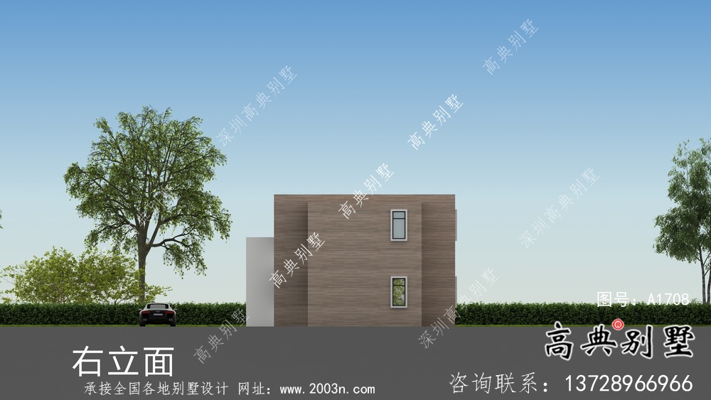 現代二層自建平屋頂別墅設計圖紙