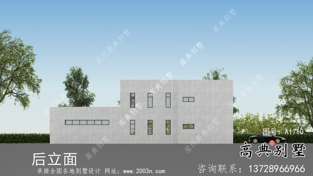 現代二層自建別墅外觀設計效果圖