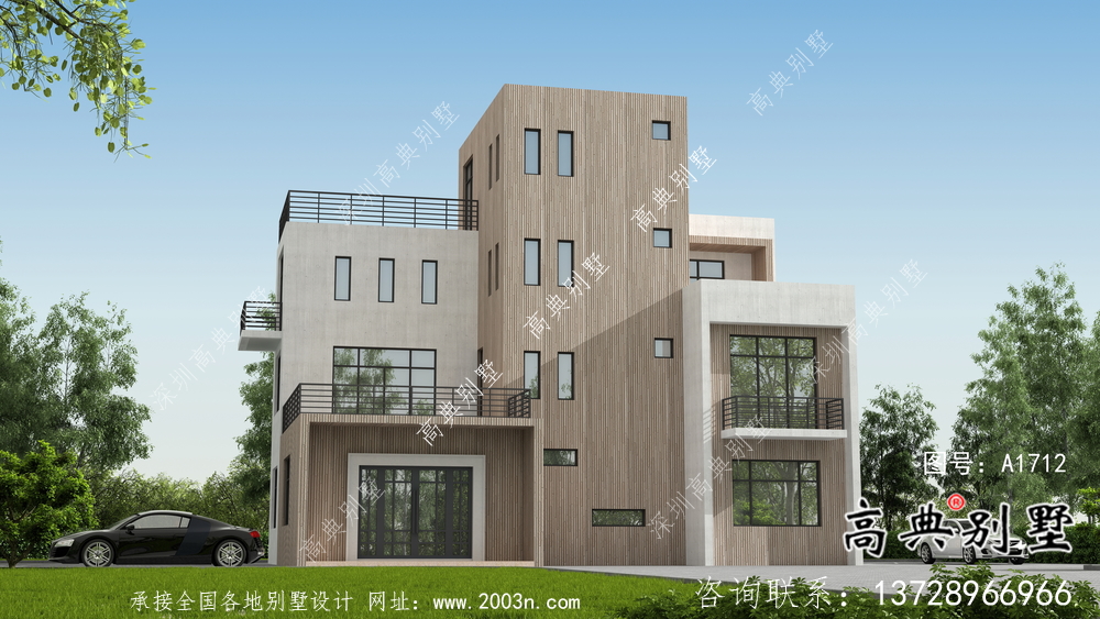 自建三層現代風別墅設計圖紙及施工圖
