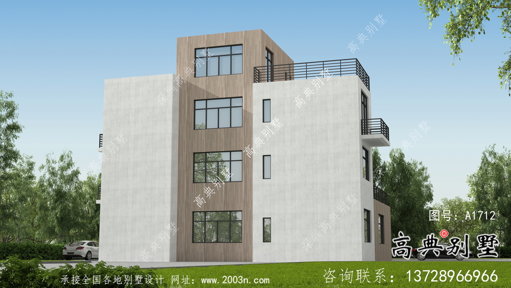 自建三層現代風別墅設計圖紙及施工圖