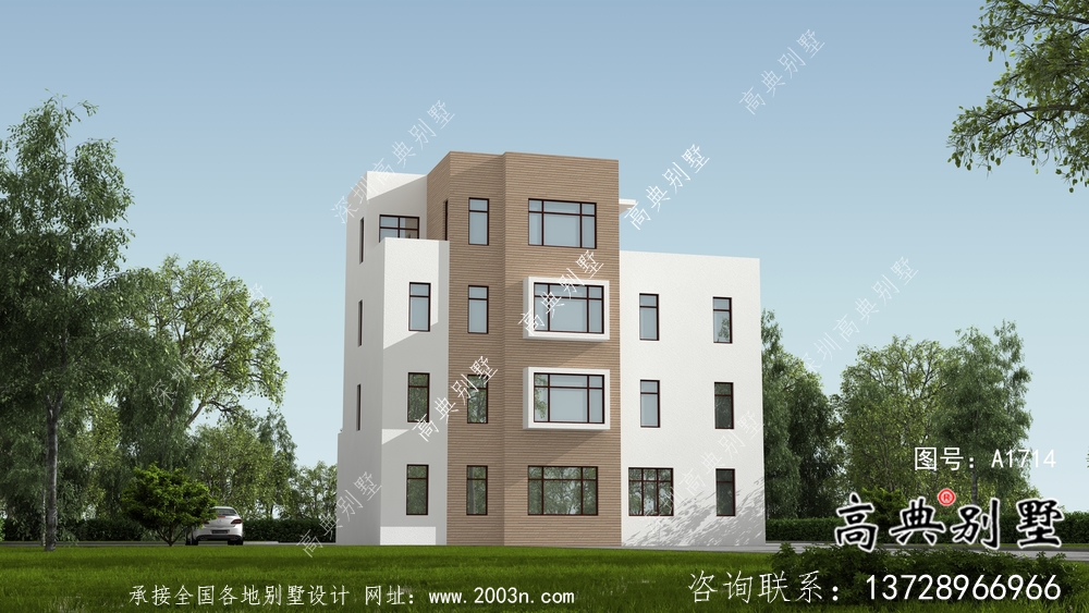 四層現代簡約別墅設計圖紙及效果圖