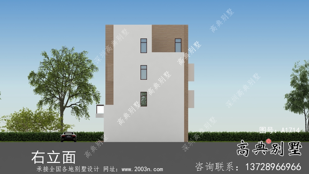 四層現代簡約別墅設計圖紙及效果圖