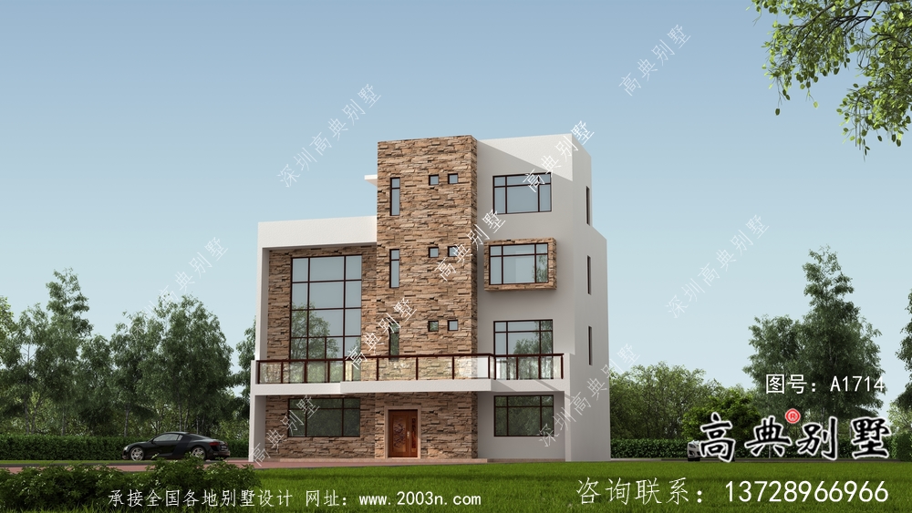 四層現代簡約別墅設計圖紙及效果圖