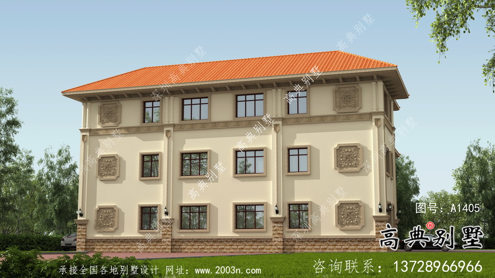 三層復式歐式風格雙拼別墅設計圖紙