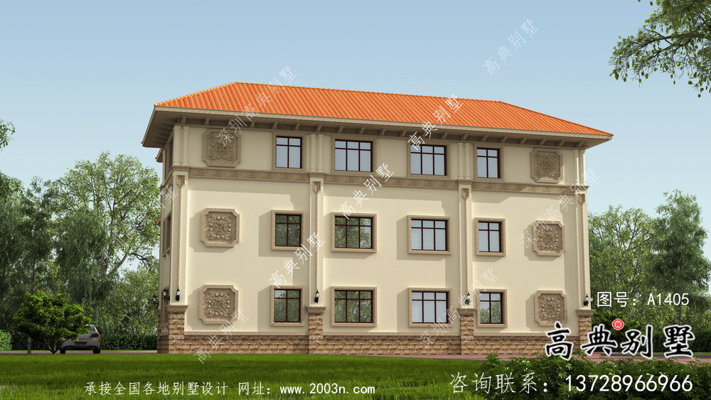 三層復式歐式風格雙拼別墅設計圖紙