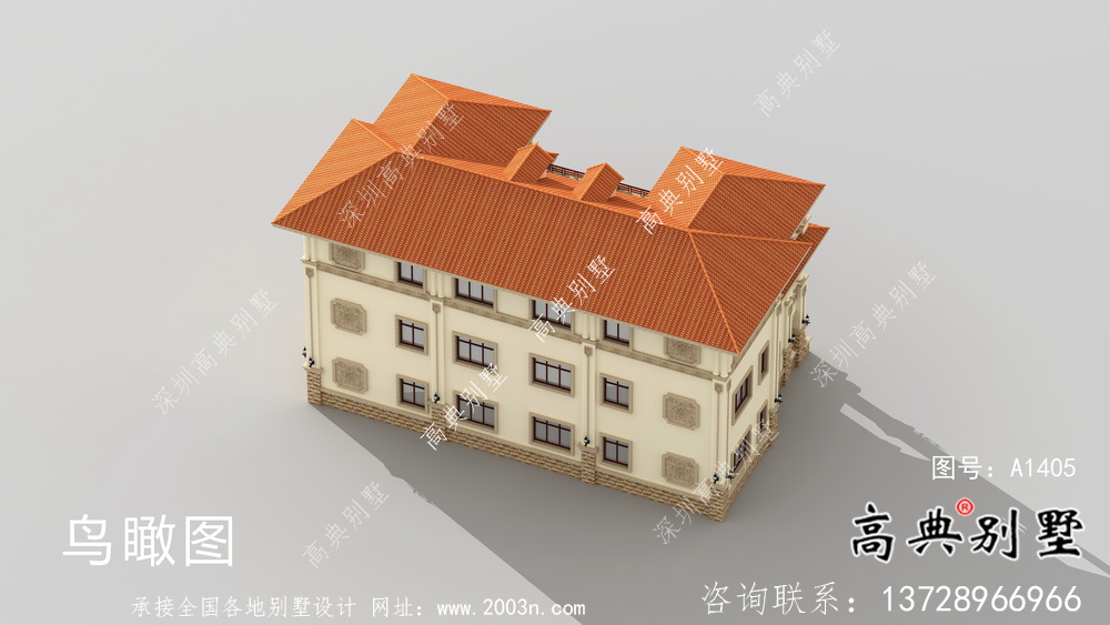 三層復式歐式風格雙拼別墅設計圖紙