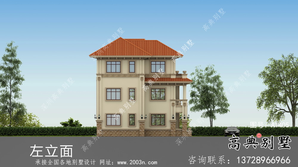 三層復式歐式風格雙拼別墅設計圖紙