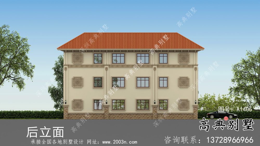 三層復式歐式風格雙拼別墅設計圖紙