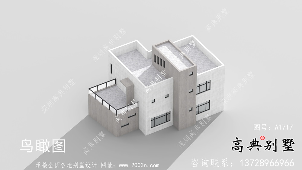現(xiàn)代平頂二層別墅設(shè)計(jì)圖紙及效果圖