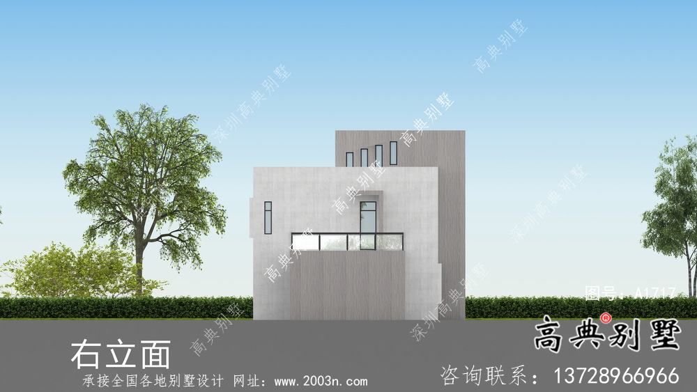 現(xiàn)代平頂二層別墅設(shè)計(jì)圖紙及效果圖