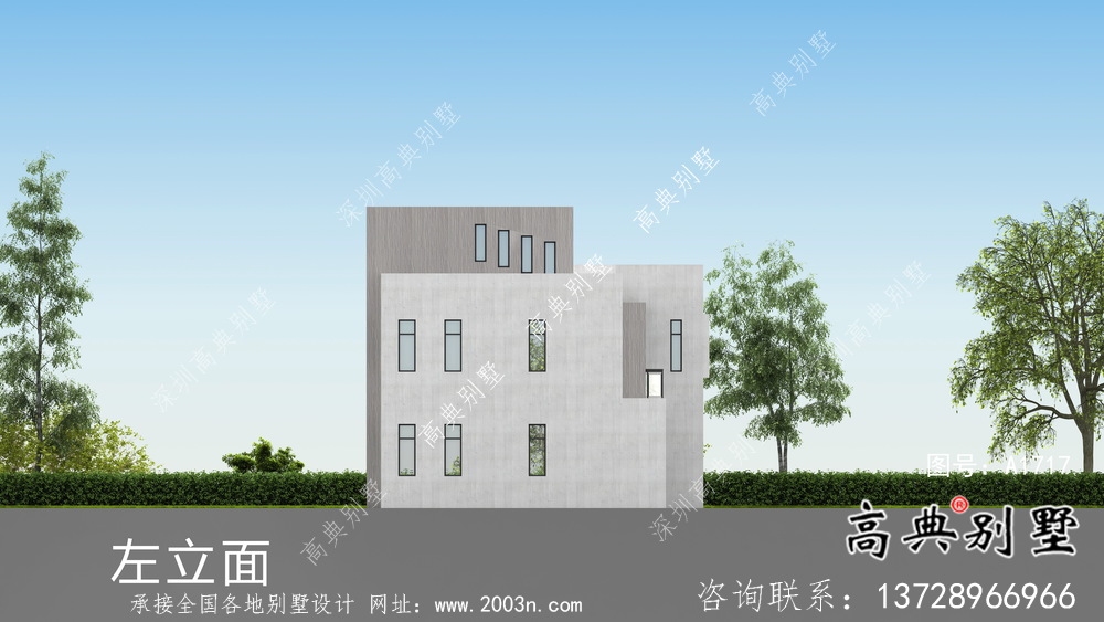現(xiàn)代平頂二層別墅設(shè)計(jì)圖紙及效果圖