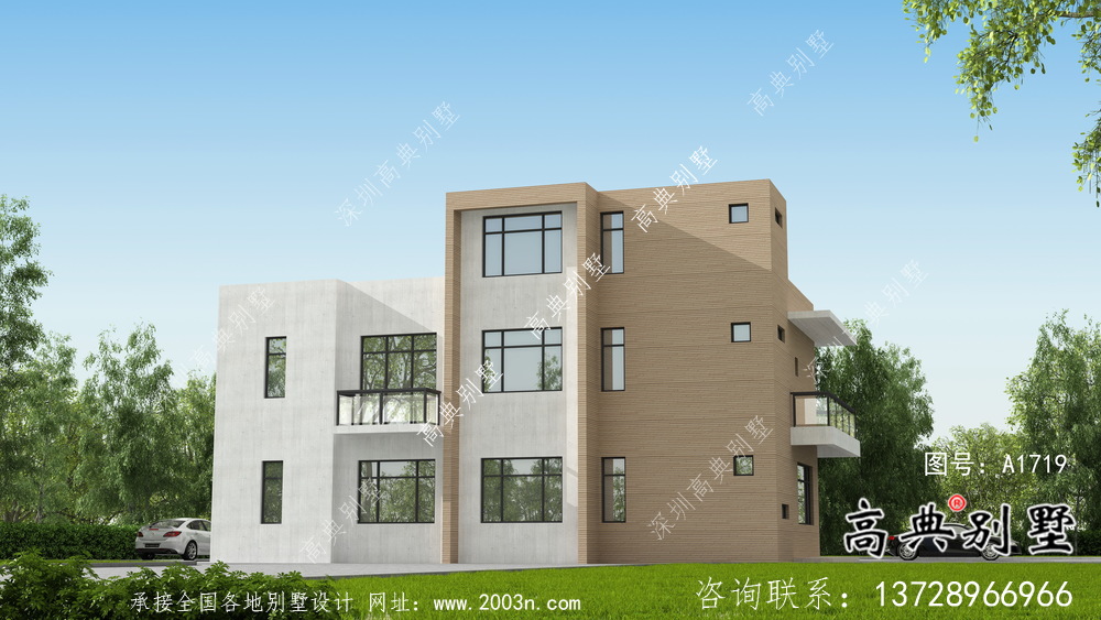 現代簡約式風格二層別墅設計圖紙