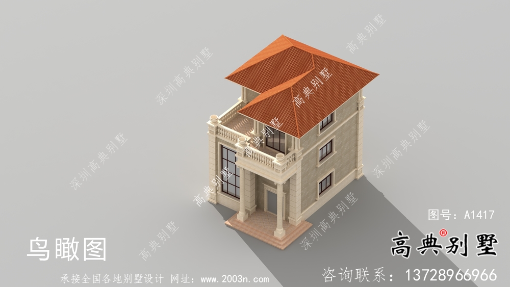 獨棟坡屋頂三層鄉(xiāng)村風(fēng)情別墅圖紙