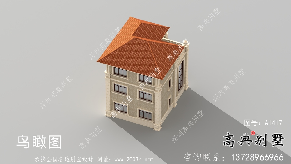獨棟坡屋頂三層鄉(xiāng)村風(fēng)情別墅圖紙
