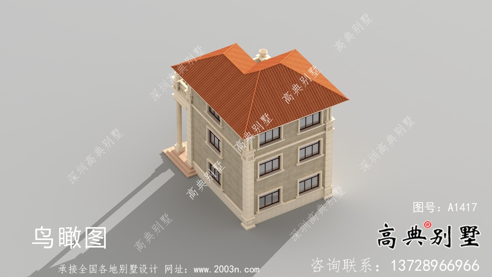 獨棟坡屋頂三層鄉(xiāng)村風(fēng)情別墅圖紙