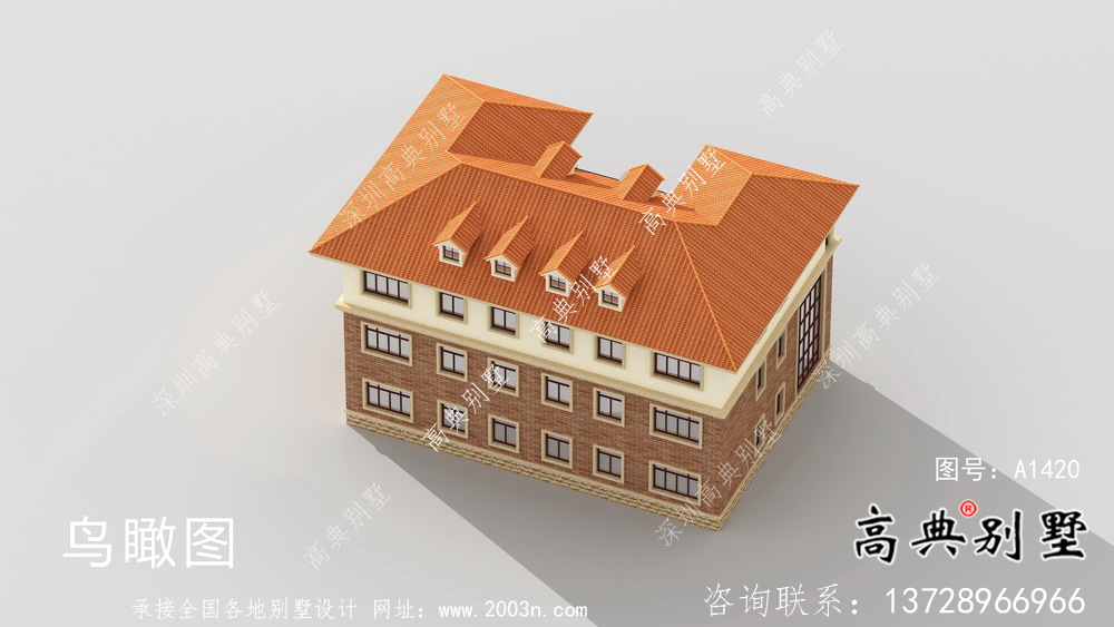 農(nóng)村歐式風格雙拼別墅設(shè)計圖，效果圖