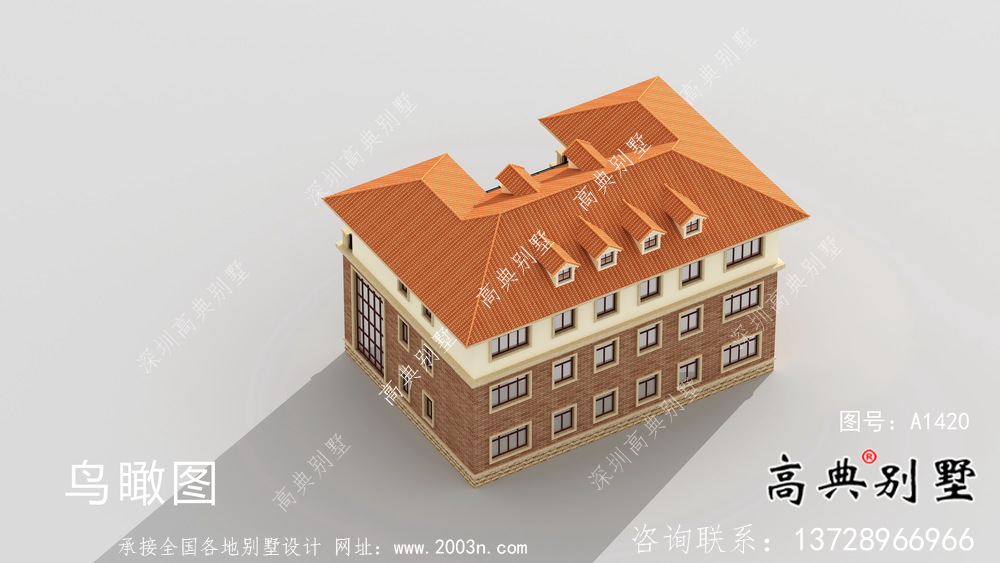 農(nóng)村歐式風格雙拼別墅設(shè)計圖，效果圖