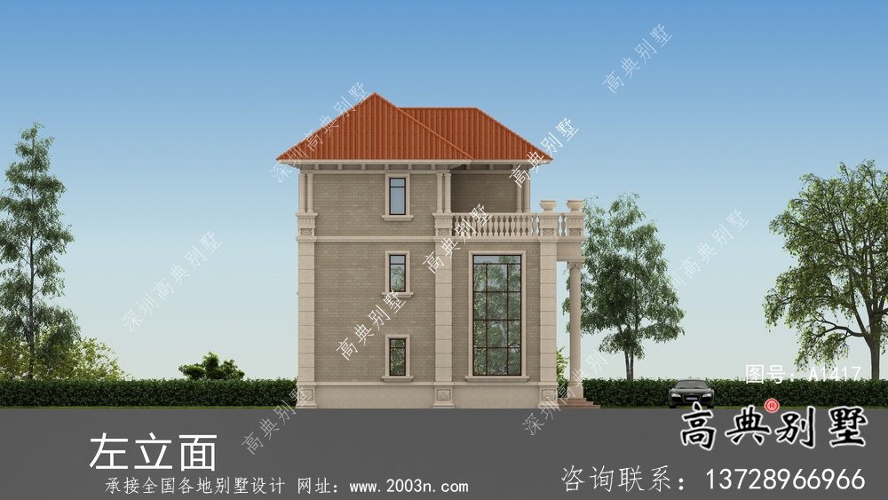 獨棟坡屋頂三層鄉(xiāng)村風(fēng)情別墅圖紙