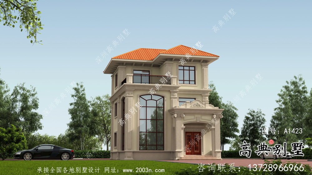 舒適明亮歐式風格三層別墅建筑結構施工詳圖