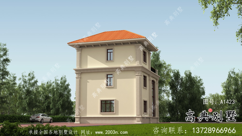 舒適明亮歐式風格三層別墅建筑結構施工詳圖